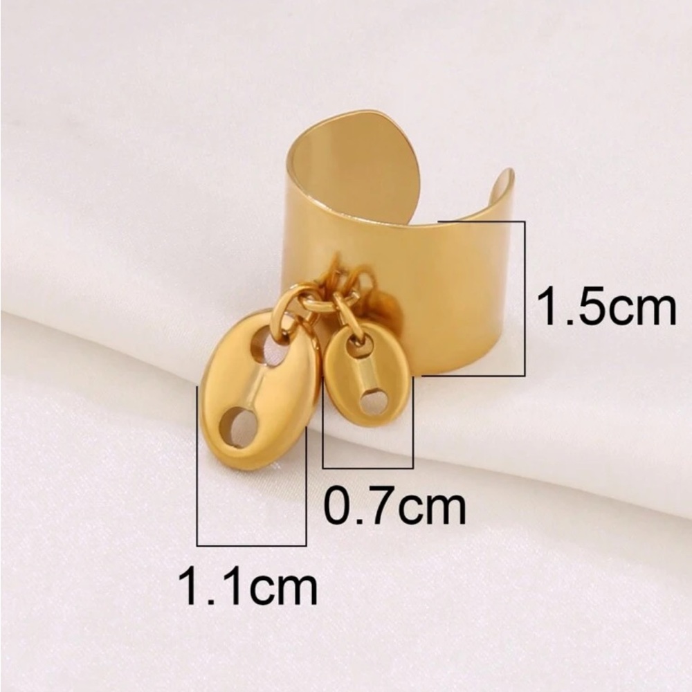 Stylish Gold Mariner Link Charm Open Adjustable Statement Ring - Picture 4 of 7